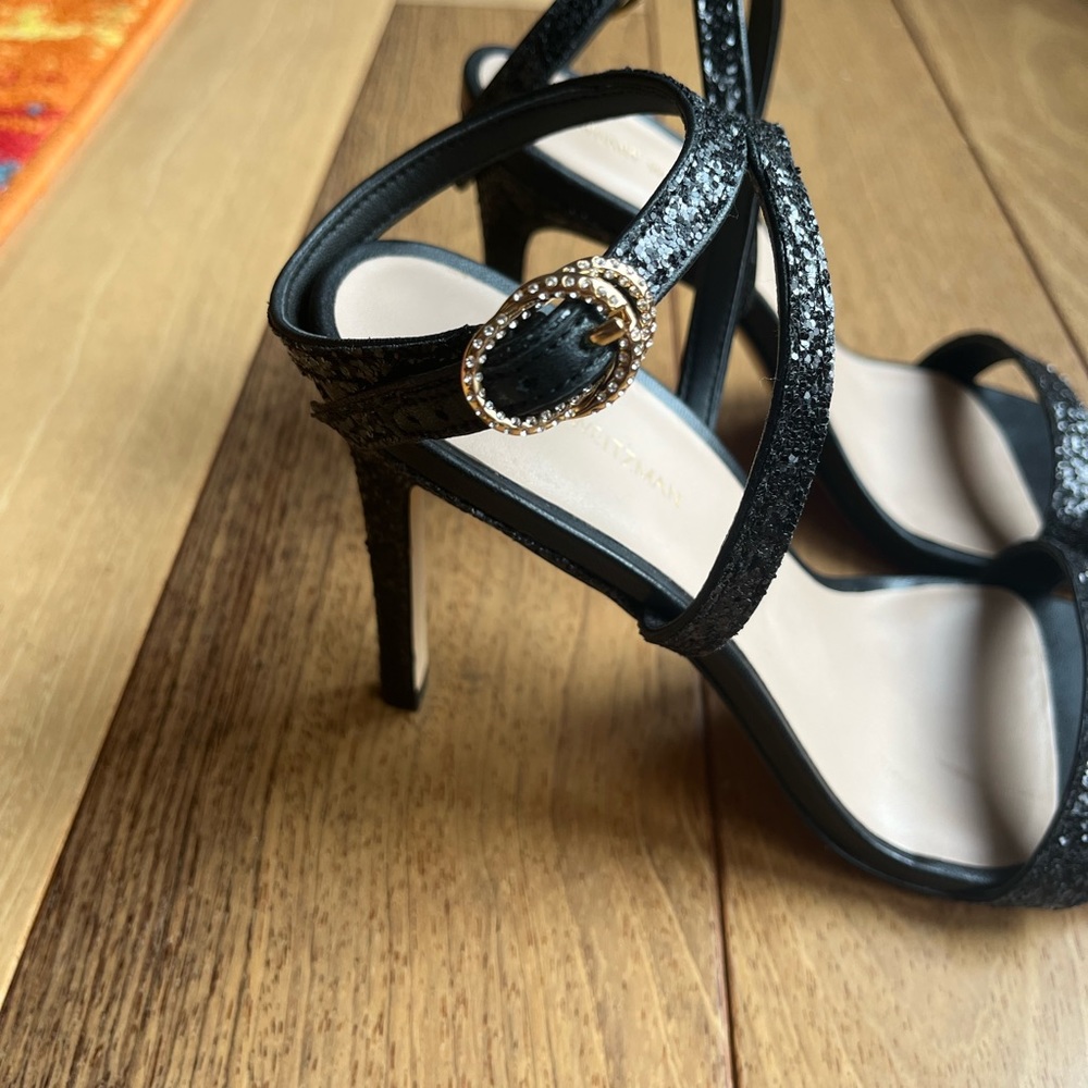 Stuart Weitzman Crystal Buckle 95 Glitter Sandal Size 8.5 - Picture 4 of 9